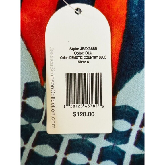 NWT Jessica Simpson Midi Dress Sleeveless Pockets Cut Outs Purple Orange Blue 6 - Picture 9 of 12